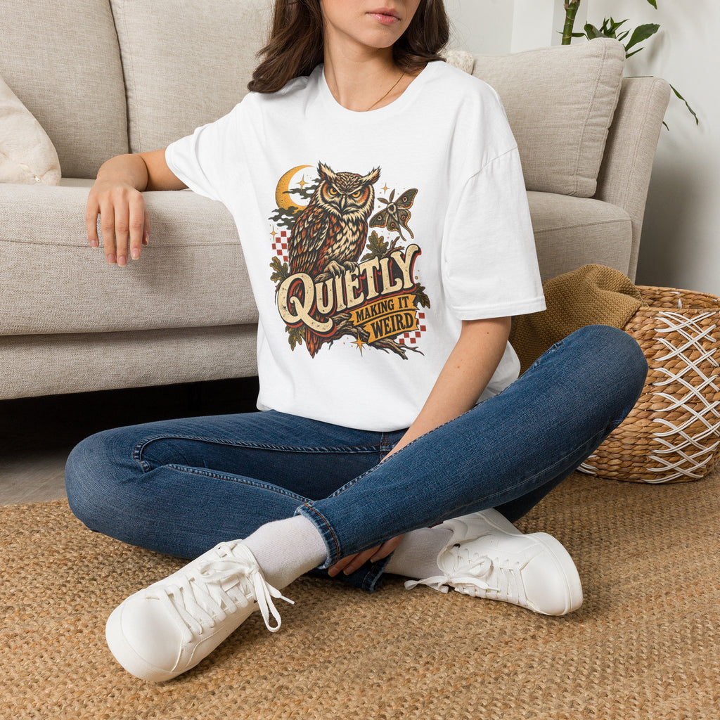 Quietly Making It Weird Retro Owl Graphic Tee | Vintage Woodland Shirt