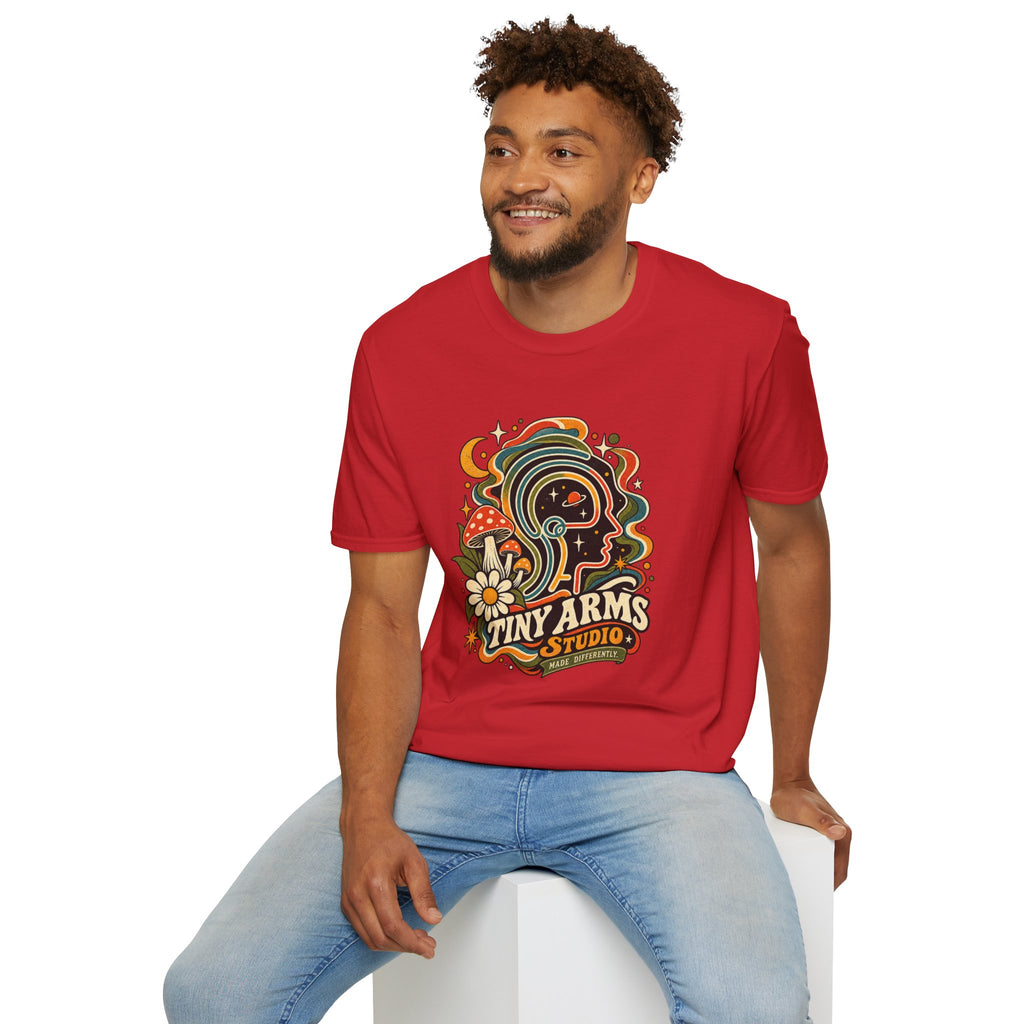 Tiny Arms Studio Made Differently Retro Graphic Tee | Vintage Cosmic Mushroom Shirt