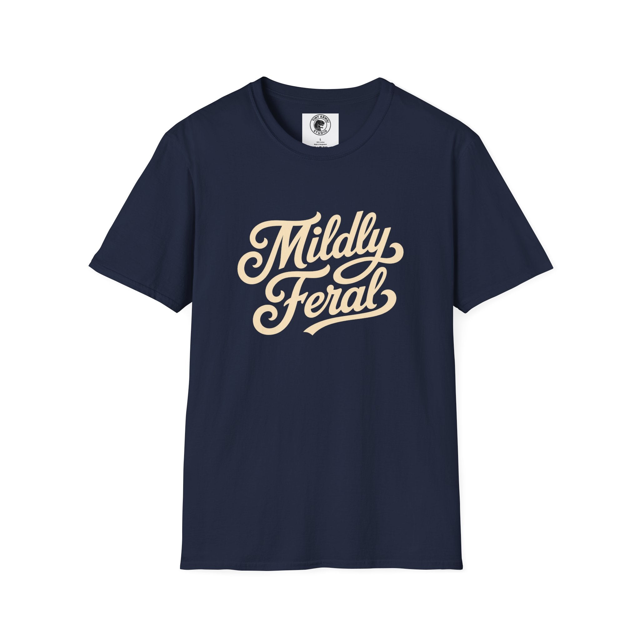 Mildly Feral T-Shirt | Script Retro Typography, Casual Graphic Tee