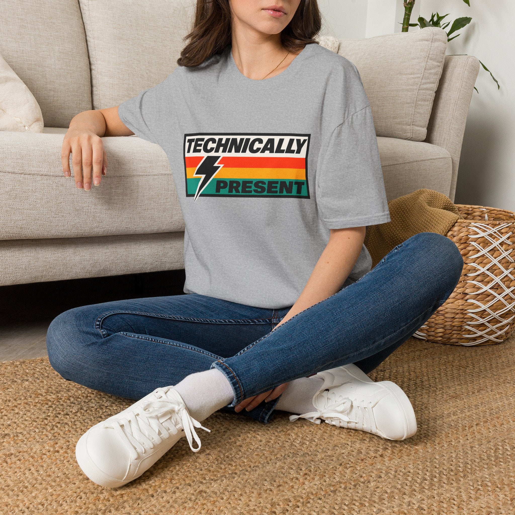 Technically Present T-Shirt | Lightning Retro Stripe Graphic Tee