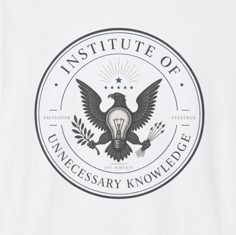 Institute of Unnecessary Knowledge T-Shirt | Eagle Seal Graphic Tee