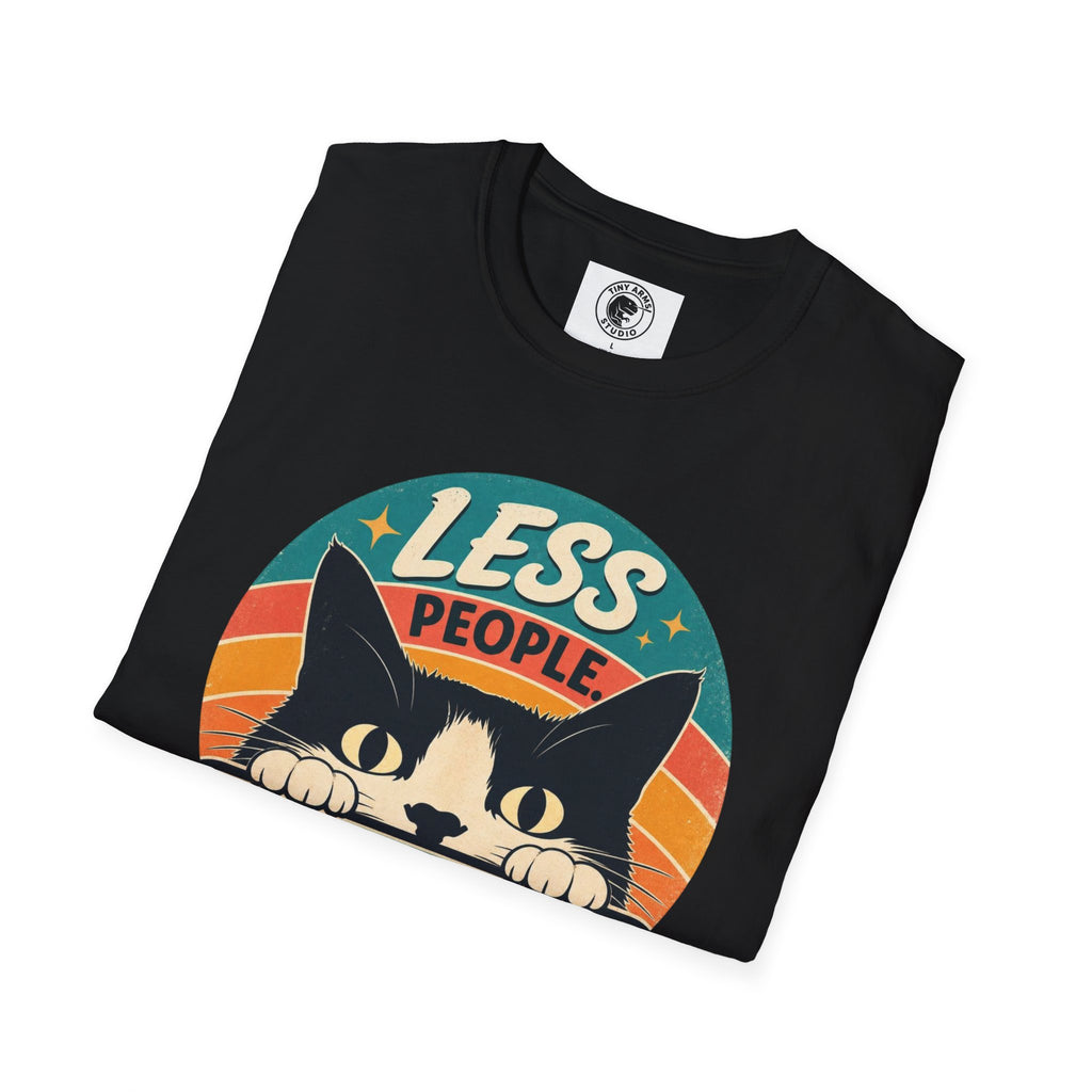 Less People More Cats T-Shirt | Retro Cat Graphic Tee