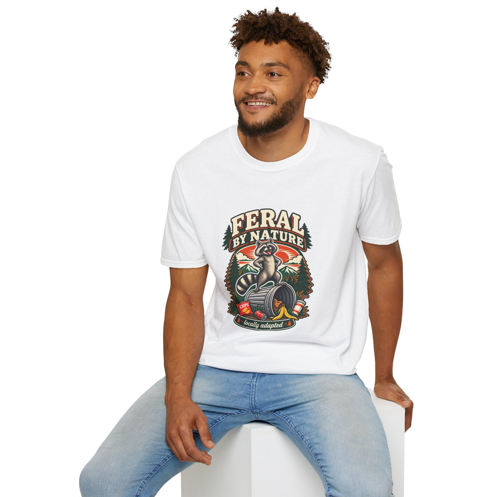 Feral By Nature raccoon graphic T-Shirt | nature outdoors vintage camping