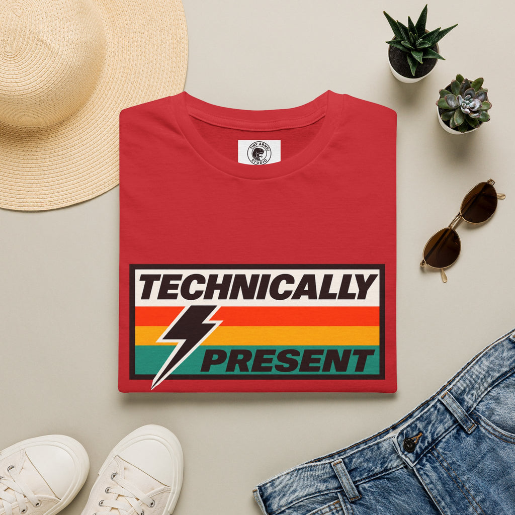 Technically Present T-Shirt | Lightning Retro Stripe Graphic Tee