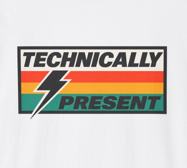 Technically Present T-Shirt | Lightning Retro Stripe Graphic Tee