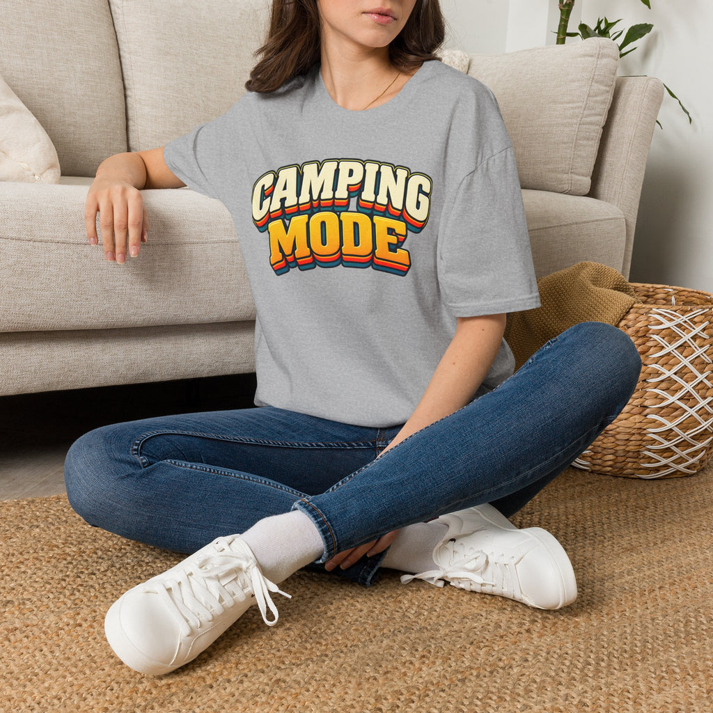 Camping Mode T-Shirt | Retro Layered Text Outdoor Adventure