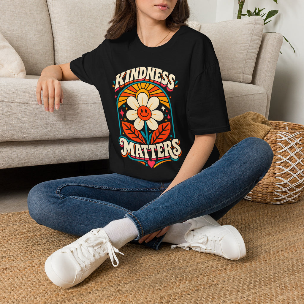 Kindness Matters Flower Smile T-Shirt | Retro Daisy Peace Vibes
