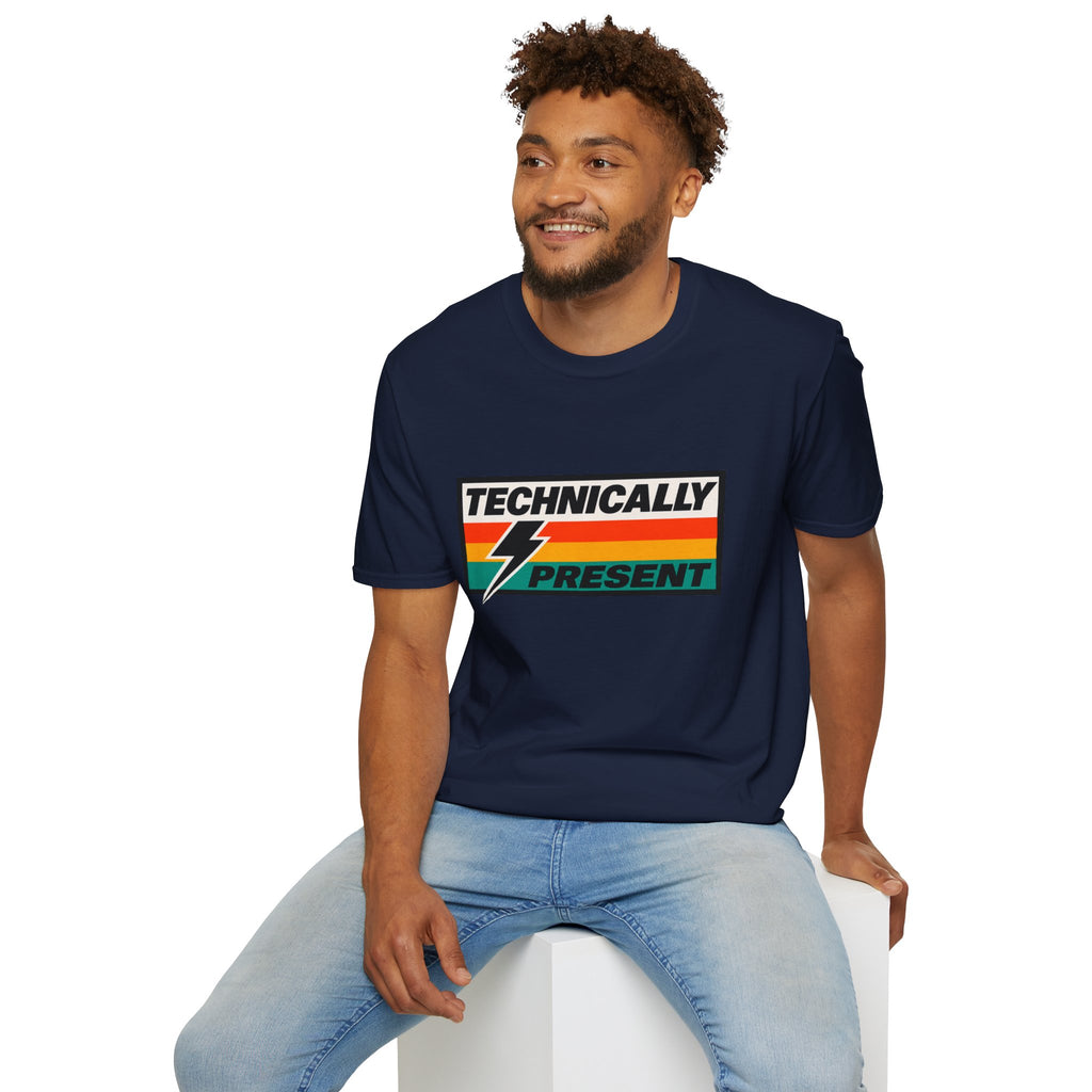 Technically Present T-Shirt | Lightning Retro Stripe Graphic Tee
