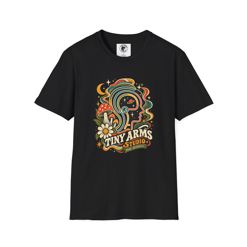 Tiny Arms Studio Made Differently Retro Graphic Tee | Vintage Cosmic Mushroom Shirt