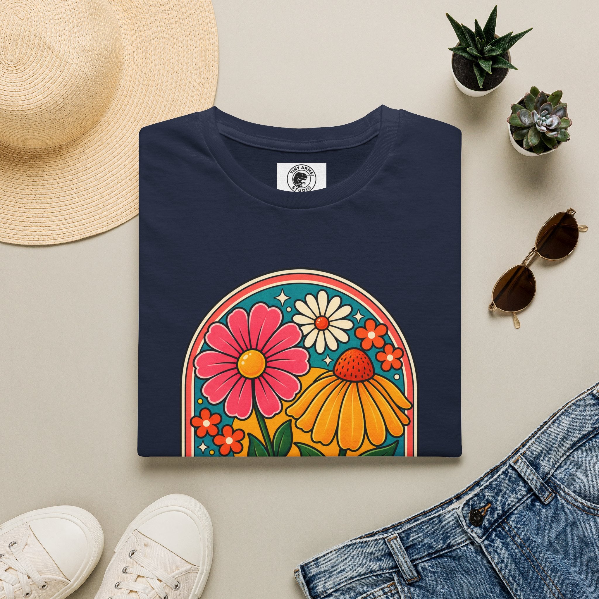 Bloom As You Are T-Shirt | Retro Floral Arch Design