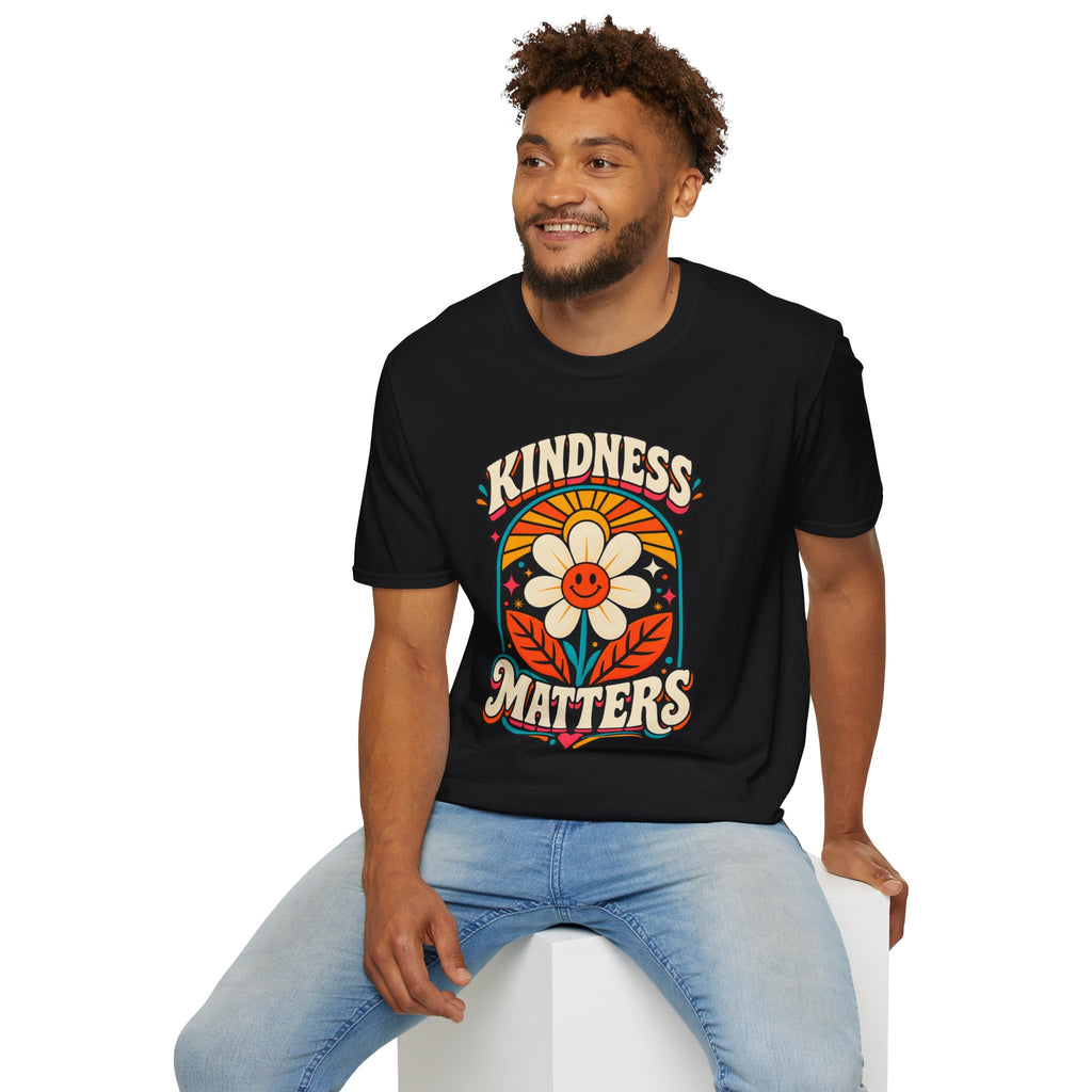 Kindness Matters Flower Smile T-Shirt | Retro Daisy Peace Vibes
