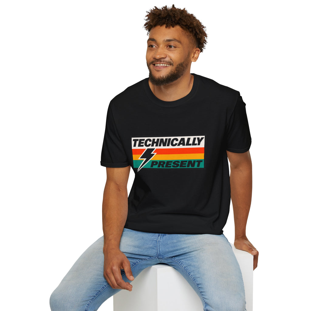 Technically Present T-Shirt | Lightning Retro Stripe Graphic Tee