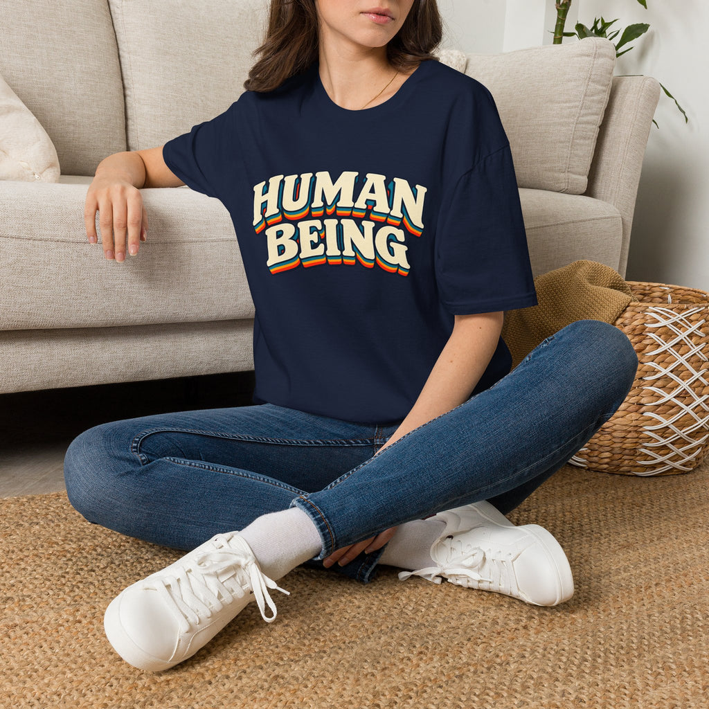 Human Being T-Shirt | Retro Rainbow Text