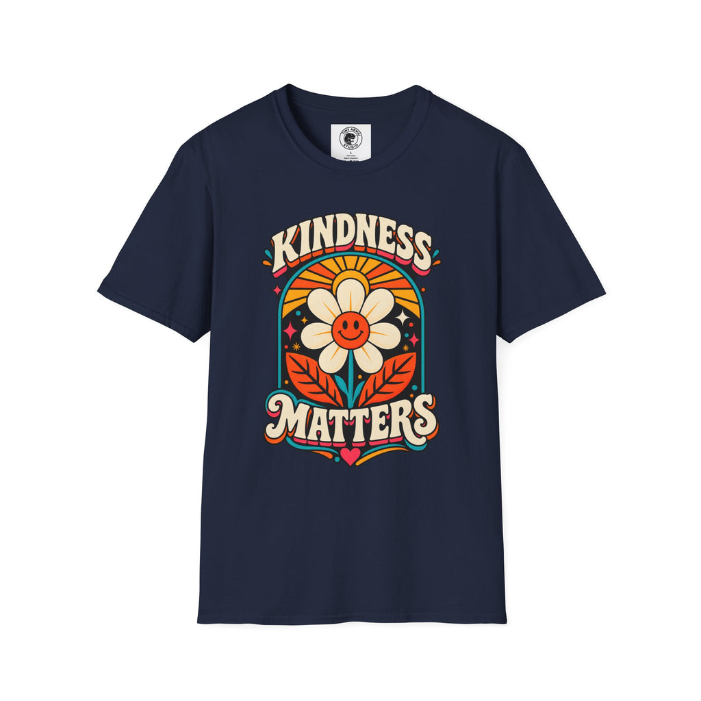 Kindness Matters Flower Smile T-Shirt | Retro Daisy Peace Vibes