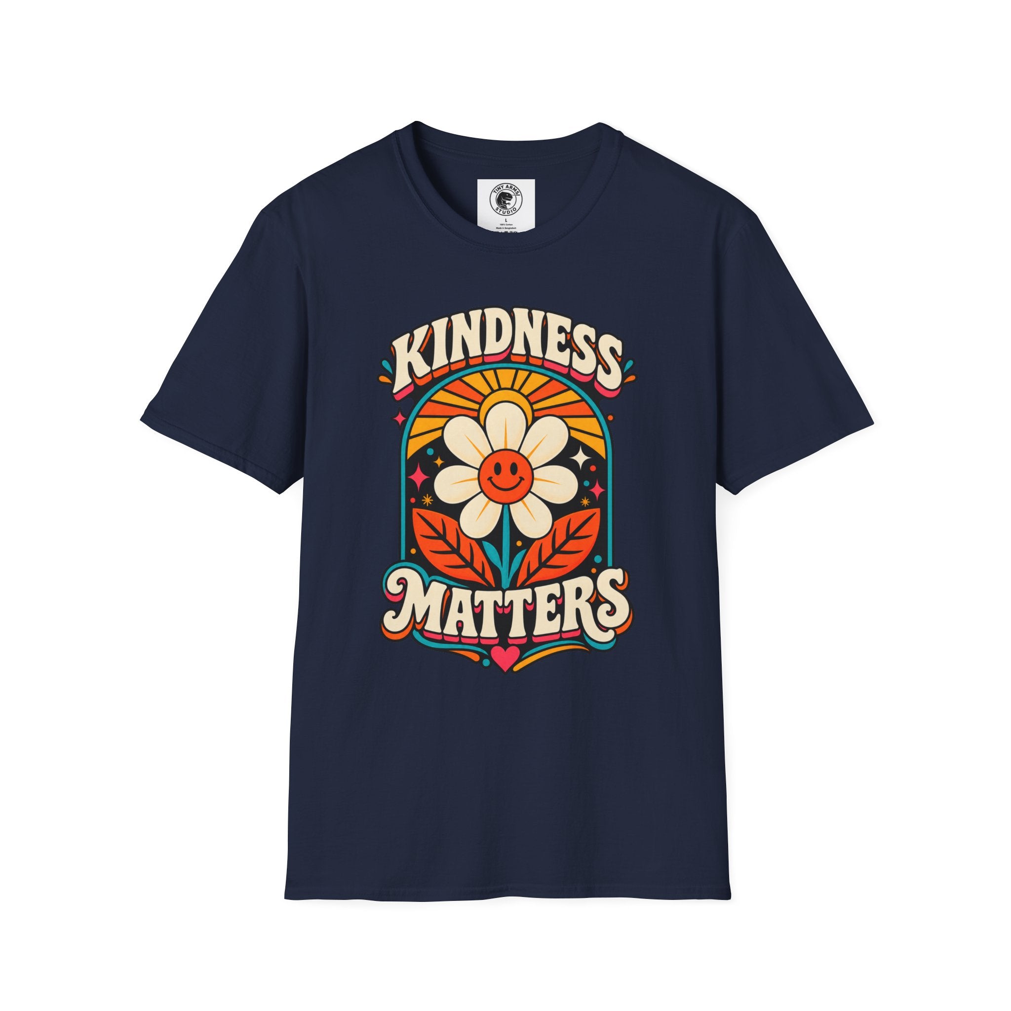 Kindness Matters Flower Smile T-Shirt | Retro Daisy Peace Vibes