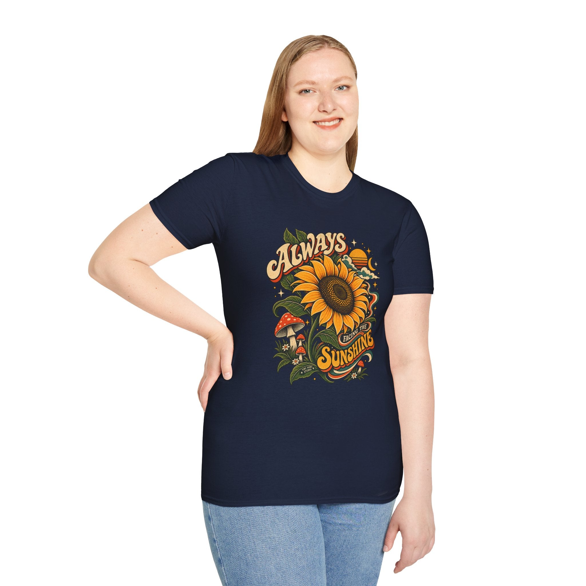 Always Facing the Sunshine Retro Sunflower Graphic Tee