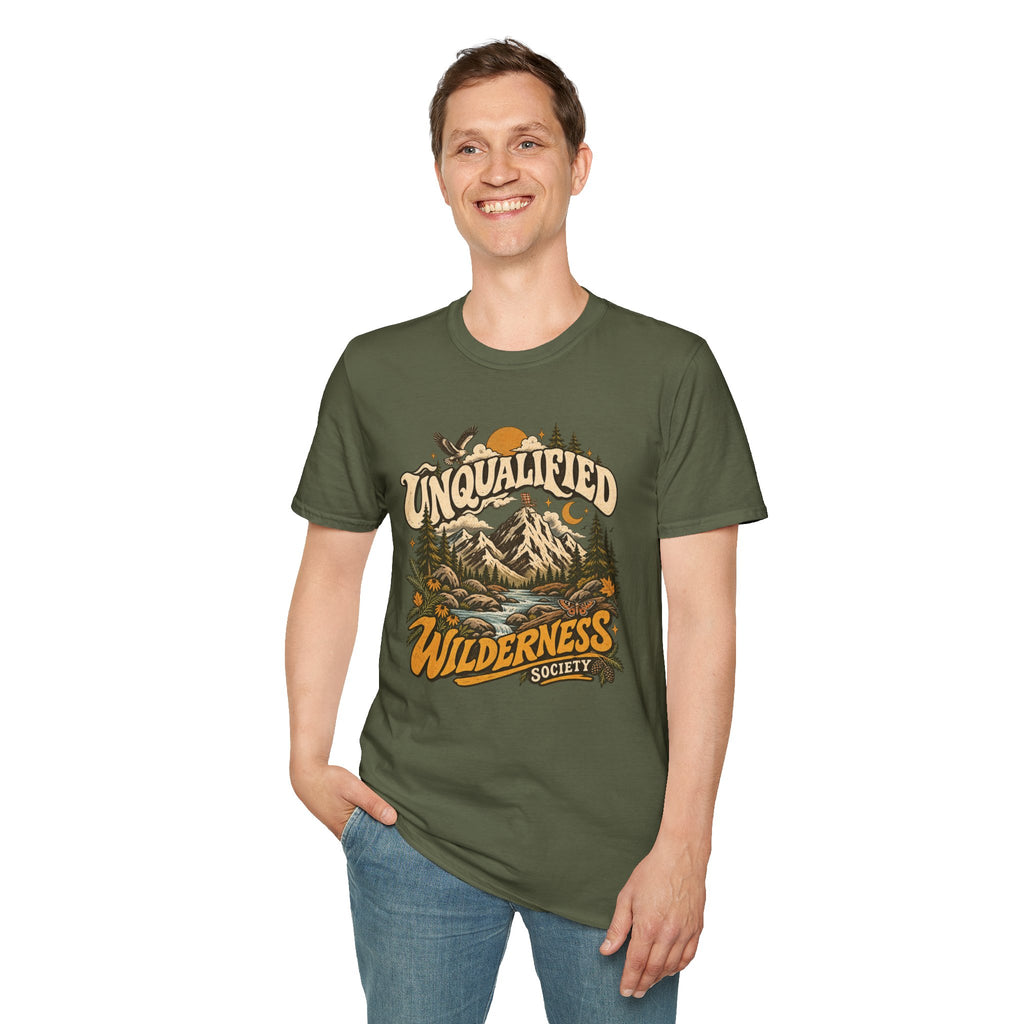 Unqualified Wilderness Society Retro Outdoor Graphic Tee | Vintage Mountain Shirt