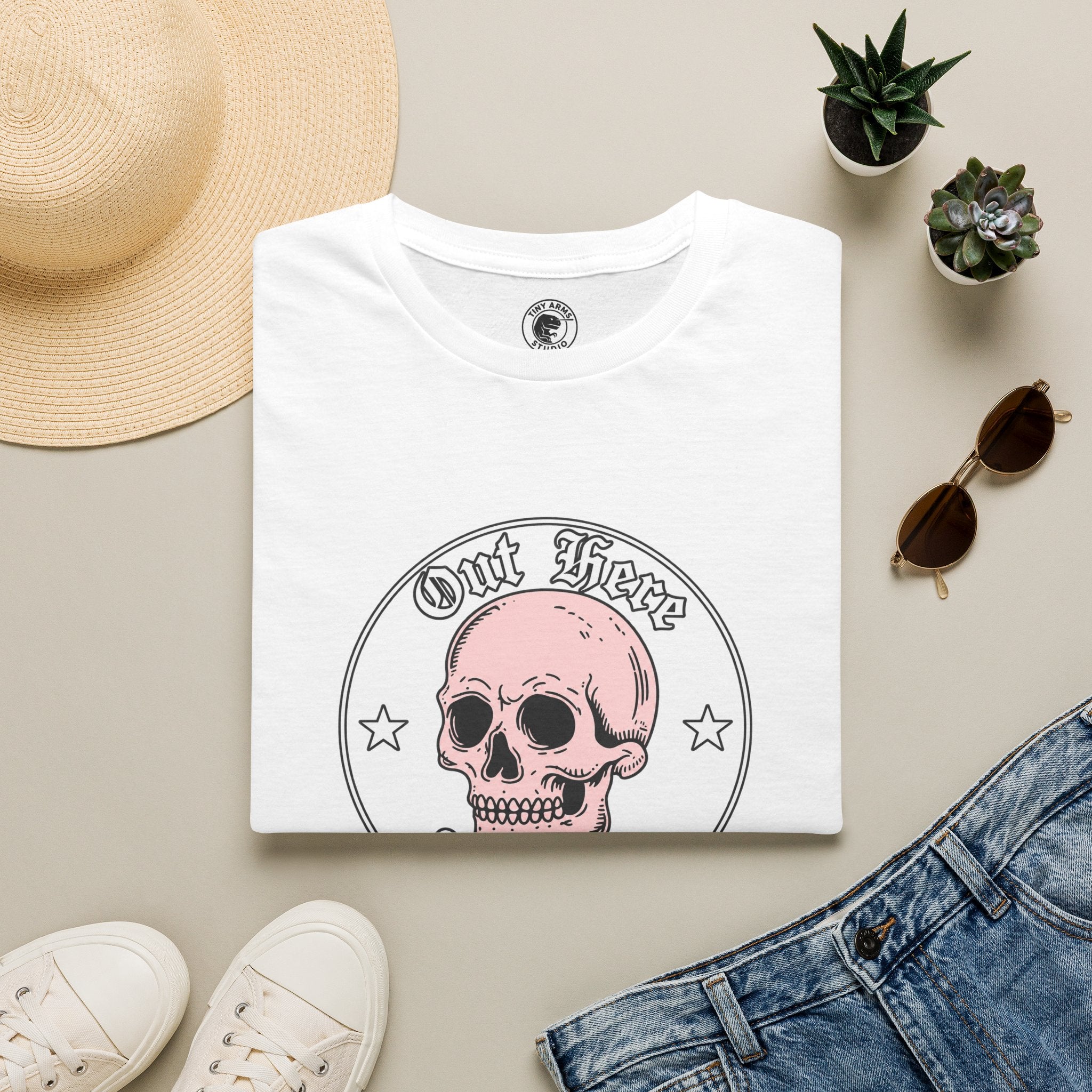 Pink Skull 'Out Here' Graphic Tee | Skull Illustration T-Shirt