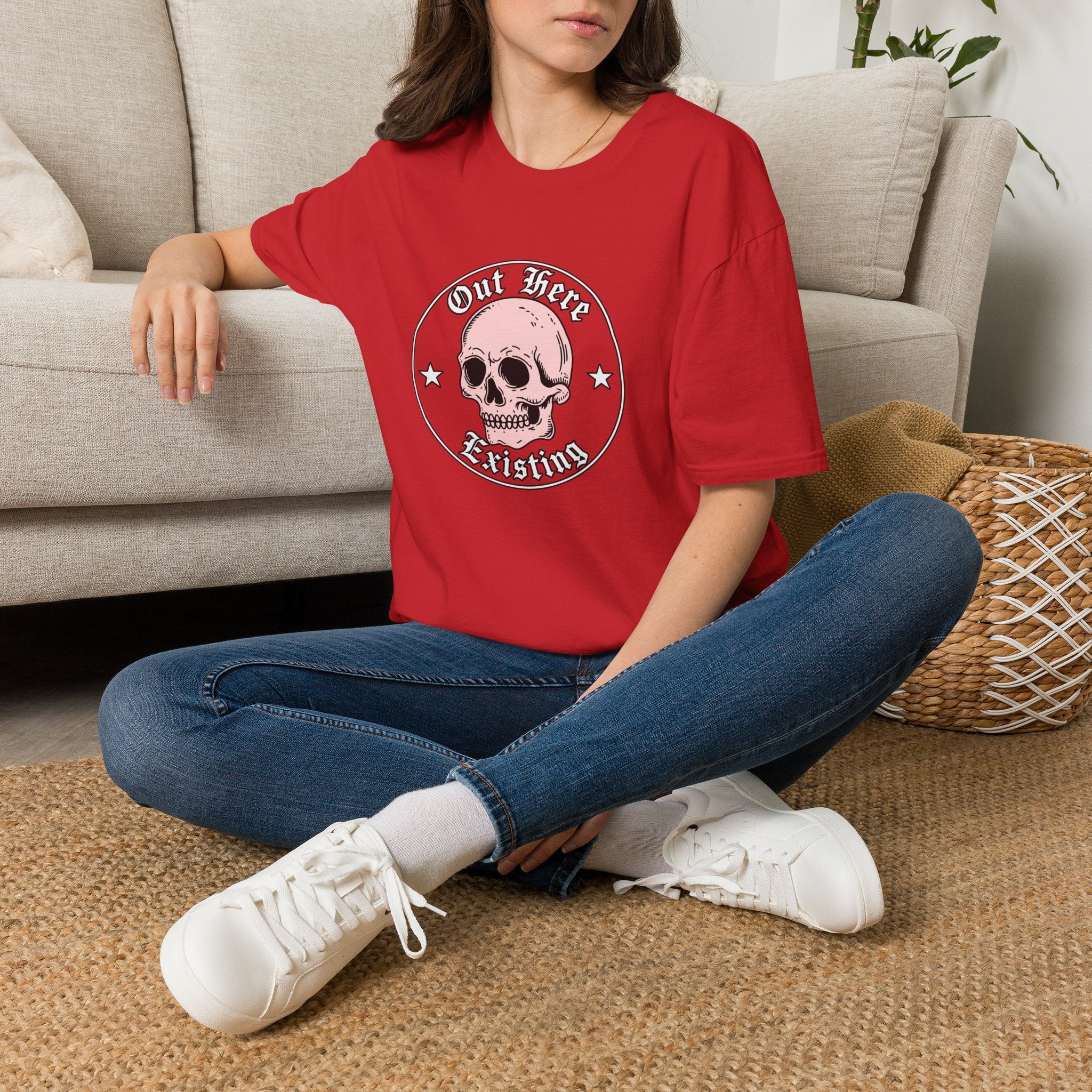 Pink Skull 'Out Here' Graphic Tee | Skull Illustration T-Shirt