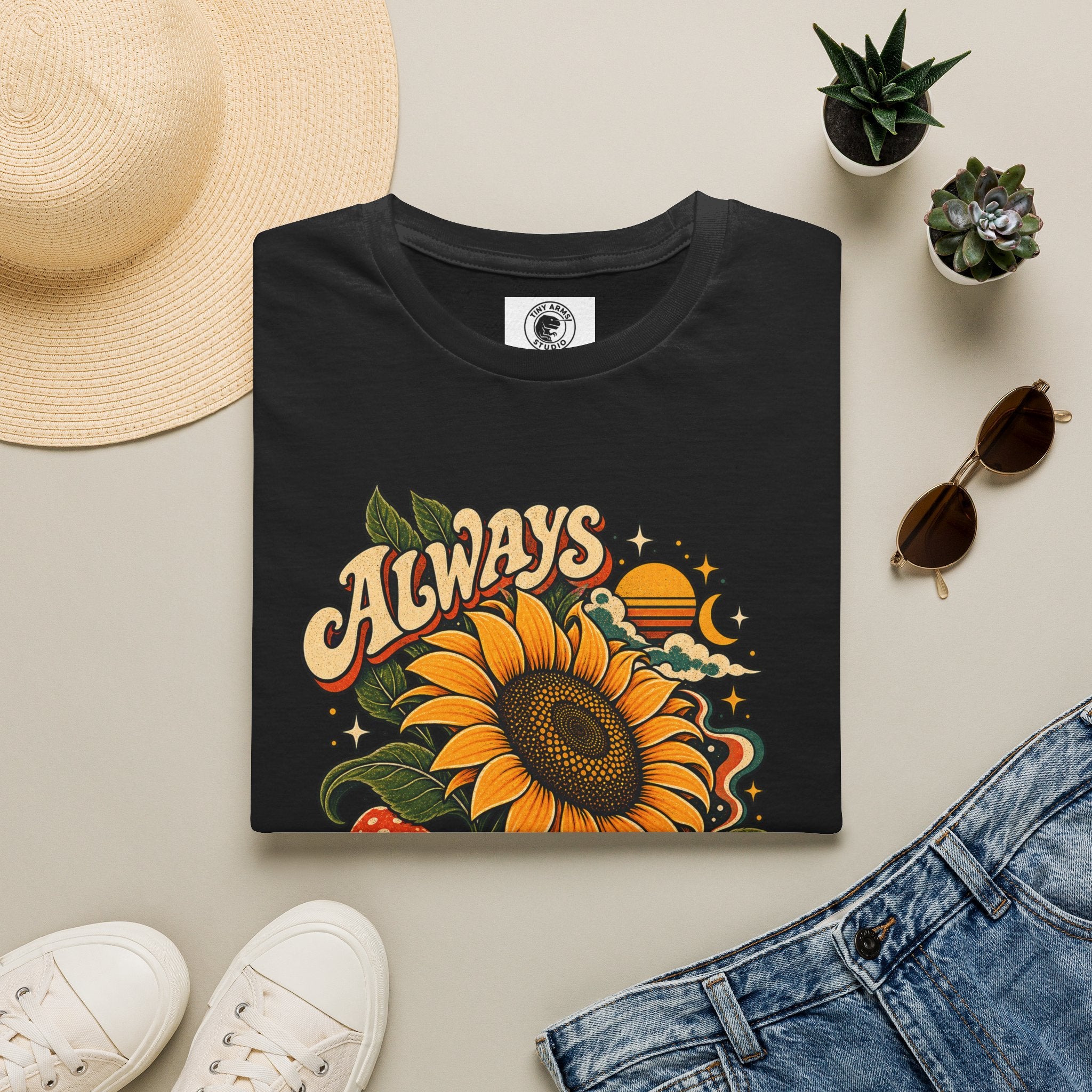 Always Facing the Sunshine Retro Sunflower Graphic Tee