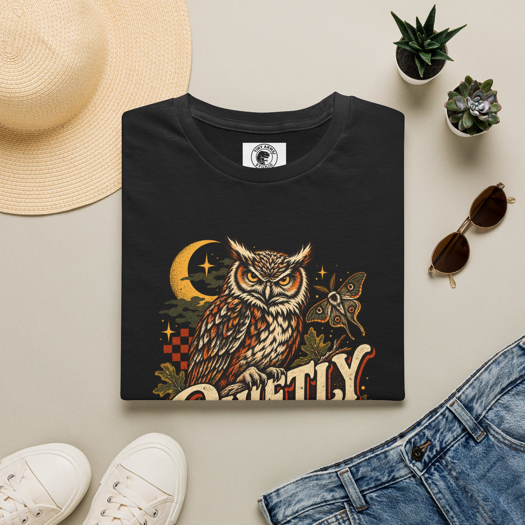 Quietly Making It Weird Retro Owl Graphic Tee | Vintage Woodland Shirt