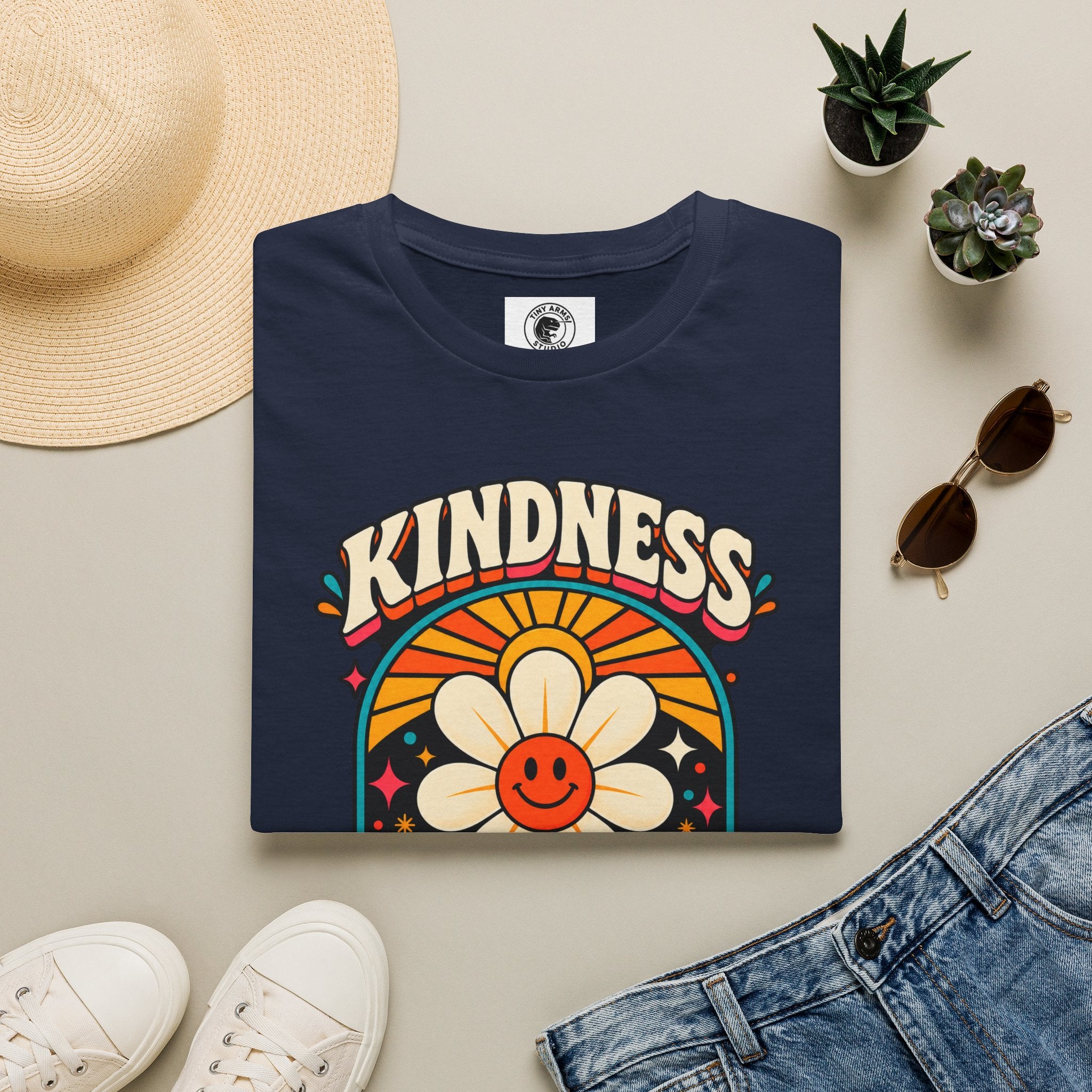 Kindness Matters Flower Smile T-Shirt | Retro Daisy Peace Vibes