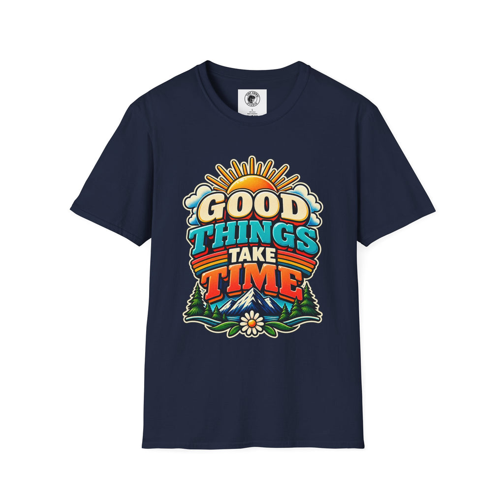 Good Things Take Time T-Shirt | Retro Sunrise Typography