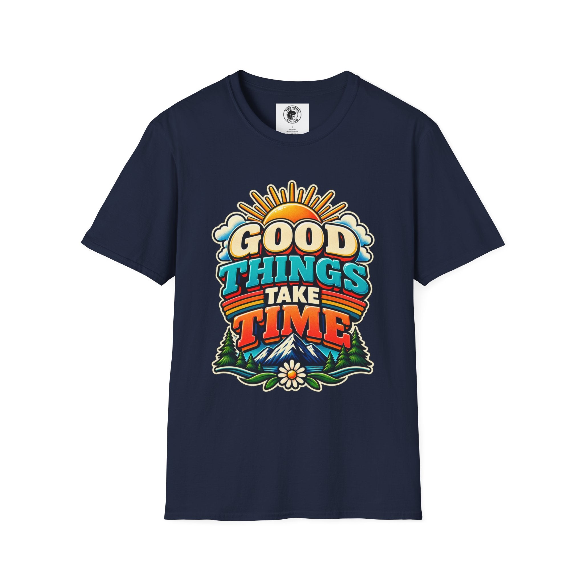 Good Things Take Time T-Shirt | Retro Sunrise Typography