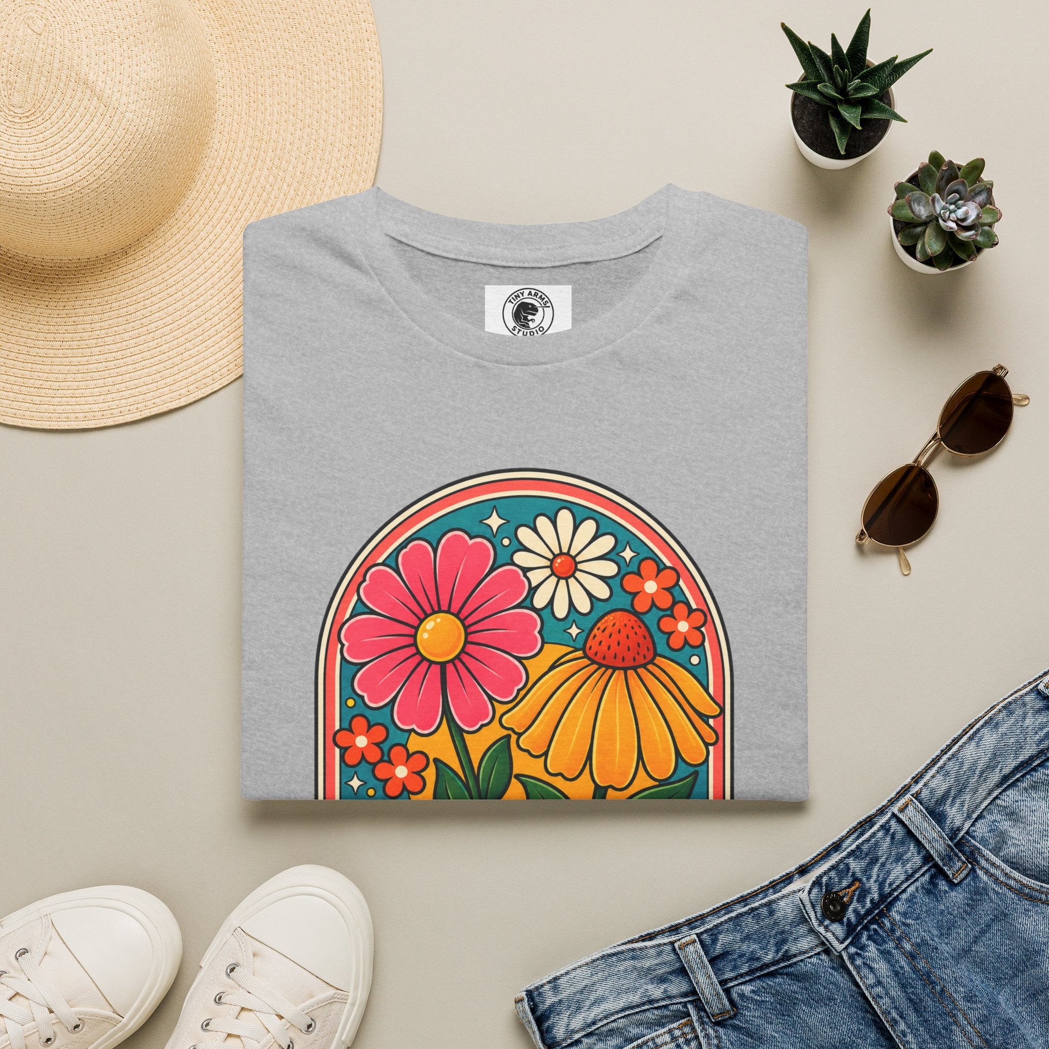 Bloom As You Are T-Shirt | Retro Floral Arch Design