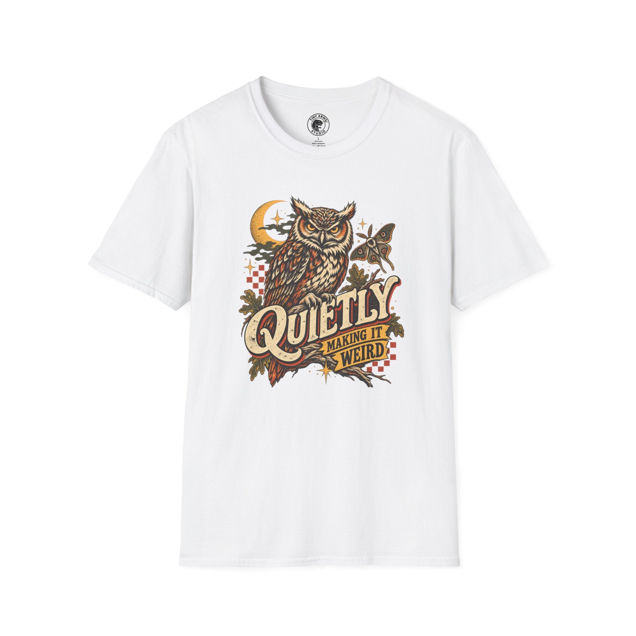 Quietly Making It Weird Retro Owl Graphic Tee | Vintage Woodland Shirt