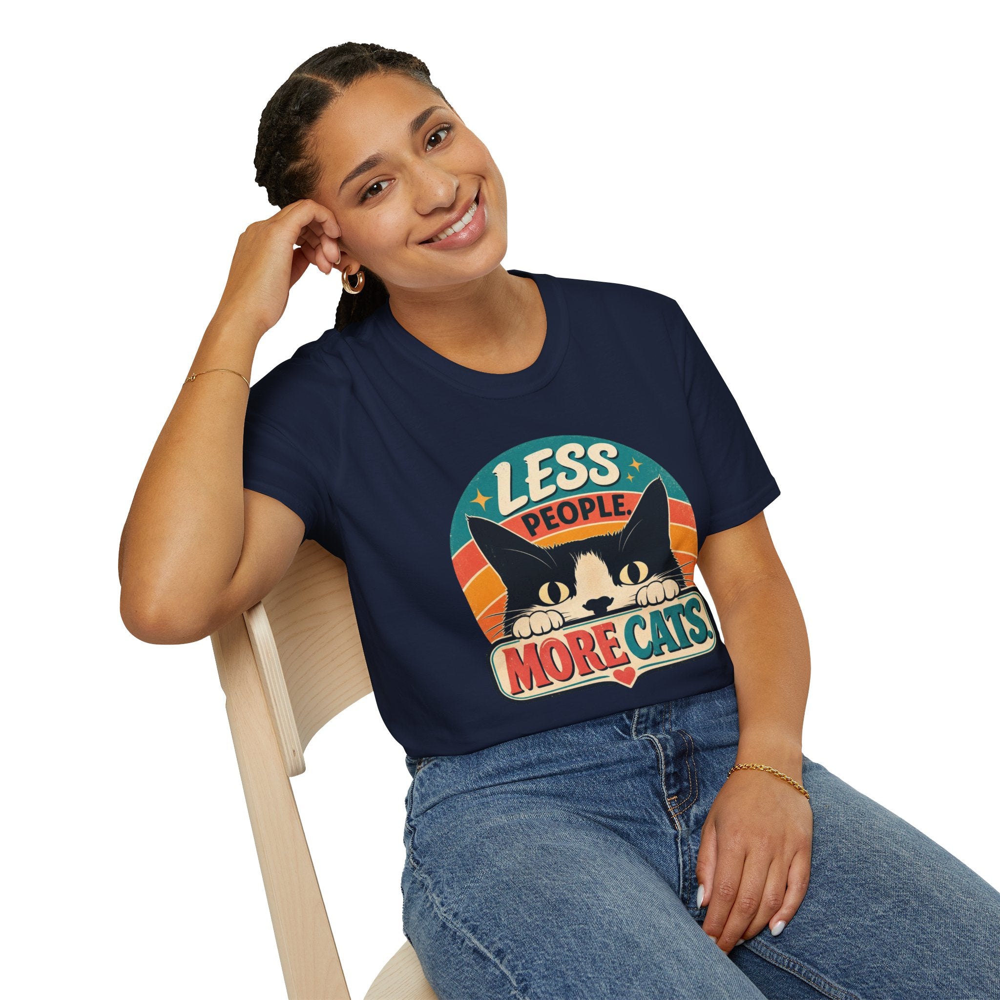 Less People More Cats T-Shirt | Retro Cat Graphic Tee