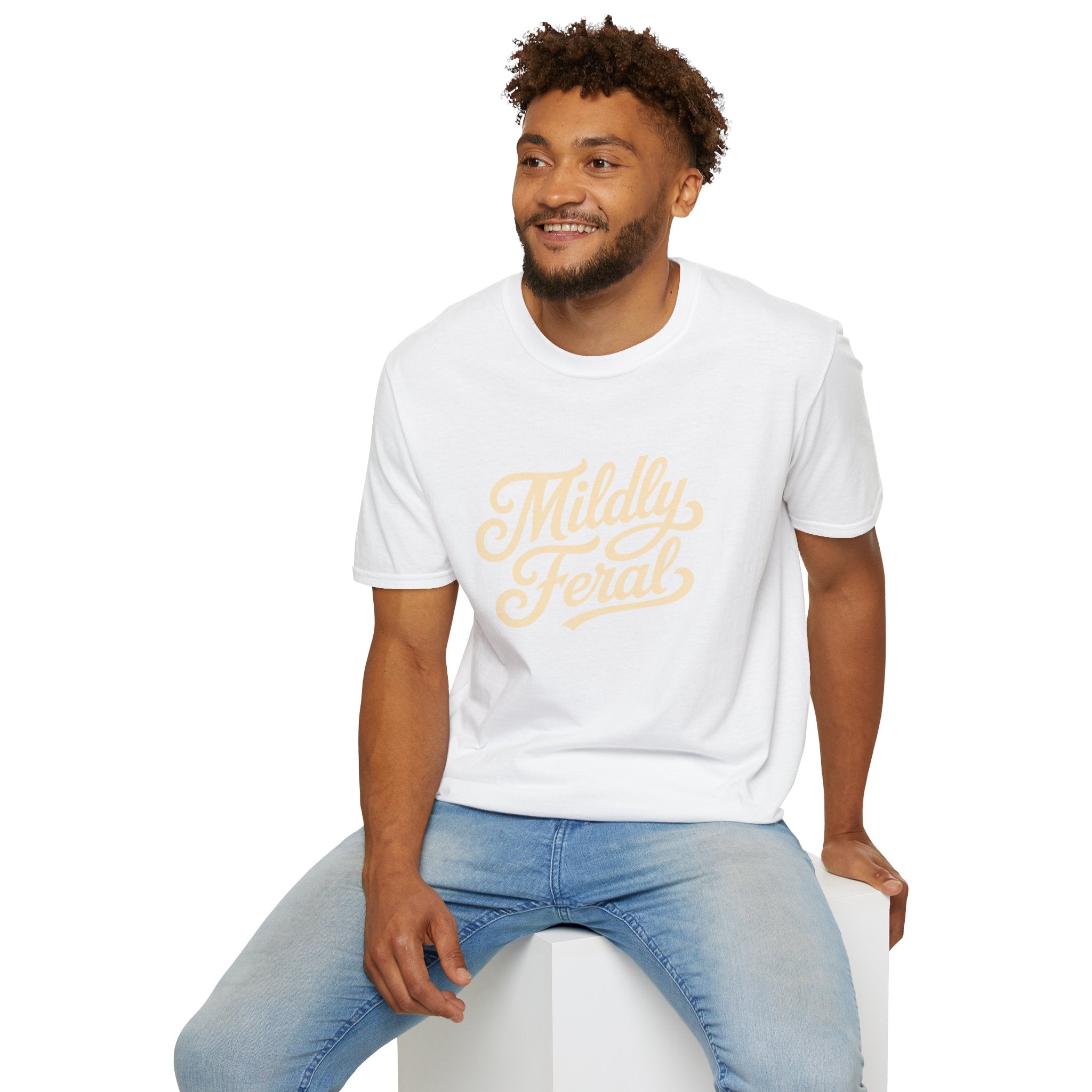 Mildly Feral T-Shirt | Script Retro Typography, Casual Graphic Tee