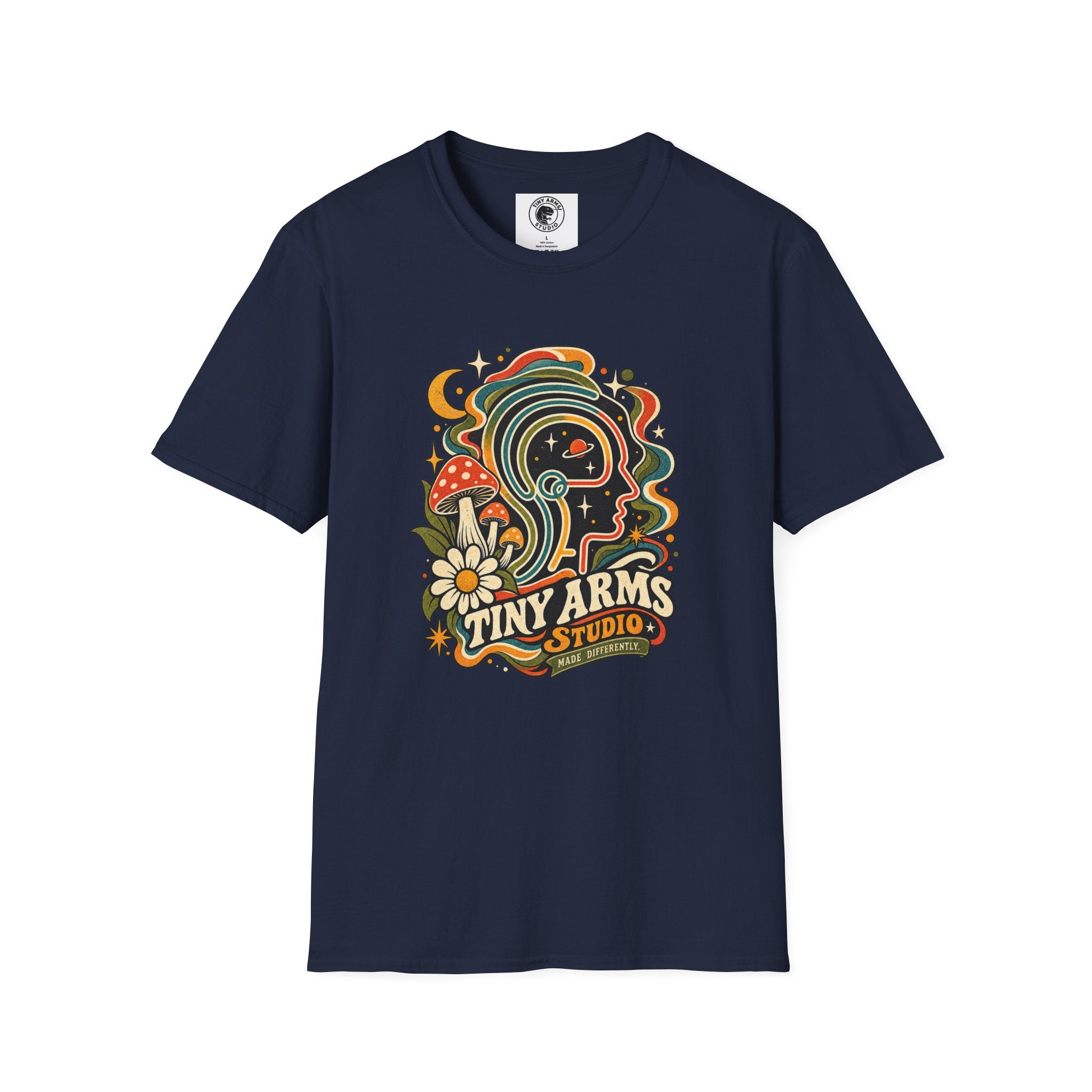 Tiny Arms Studio Made Differently Retro Graphic Tee | Vintage Cosmic Mushroom Shirt
