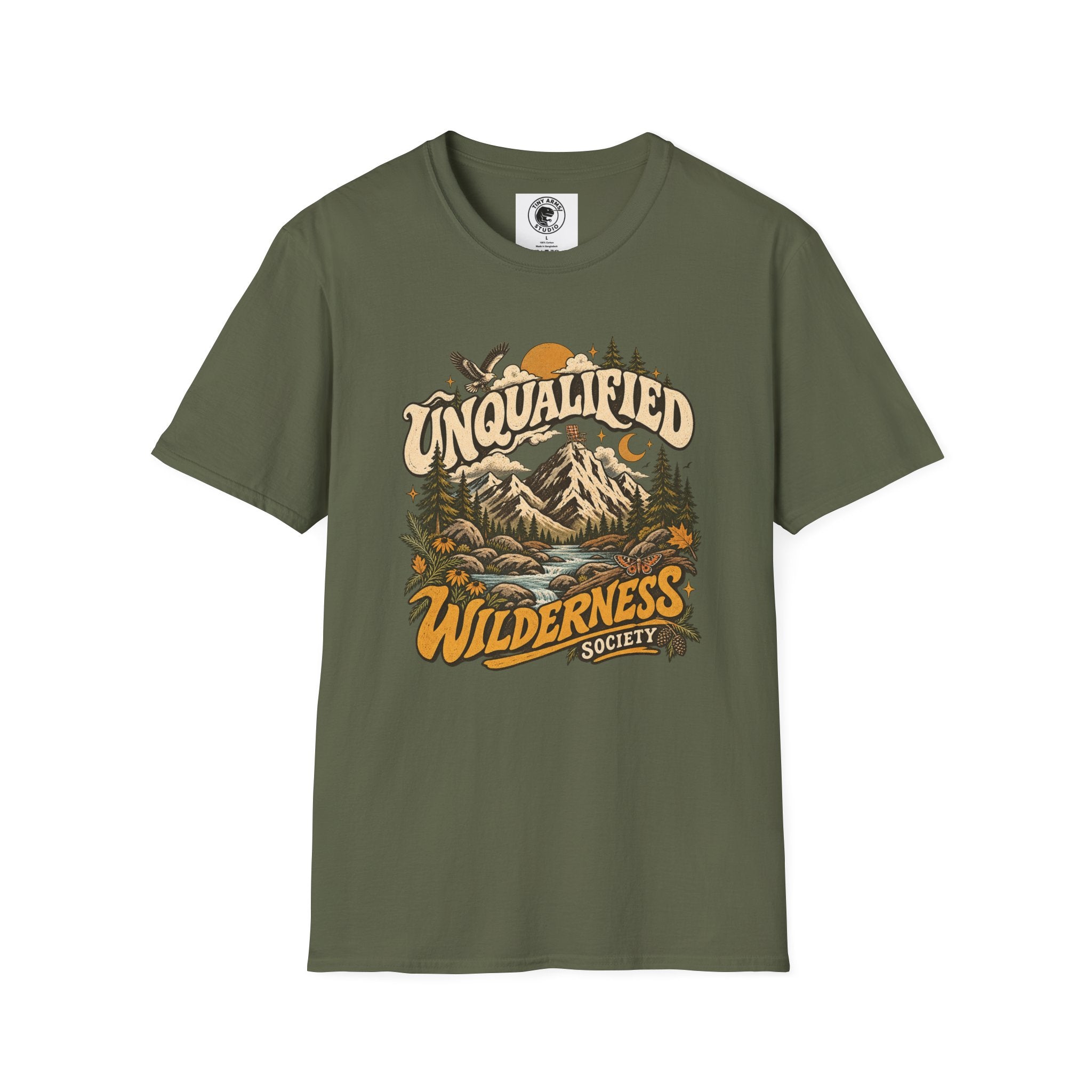Unqualified Wilderness Society Retro Outdoor Graphic Tee | Vintage Mountain Shirt