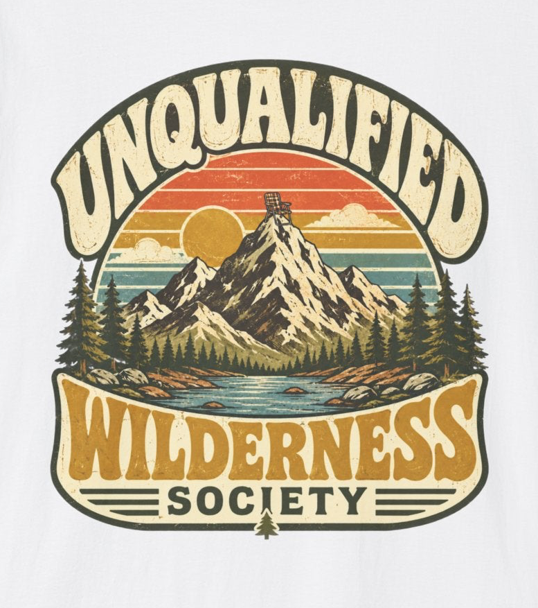 Unqualified Wilderness Society T-Shirt | Vintage Mountain Sunset