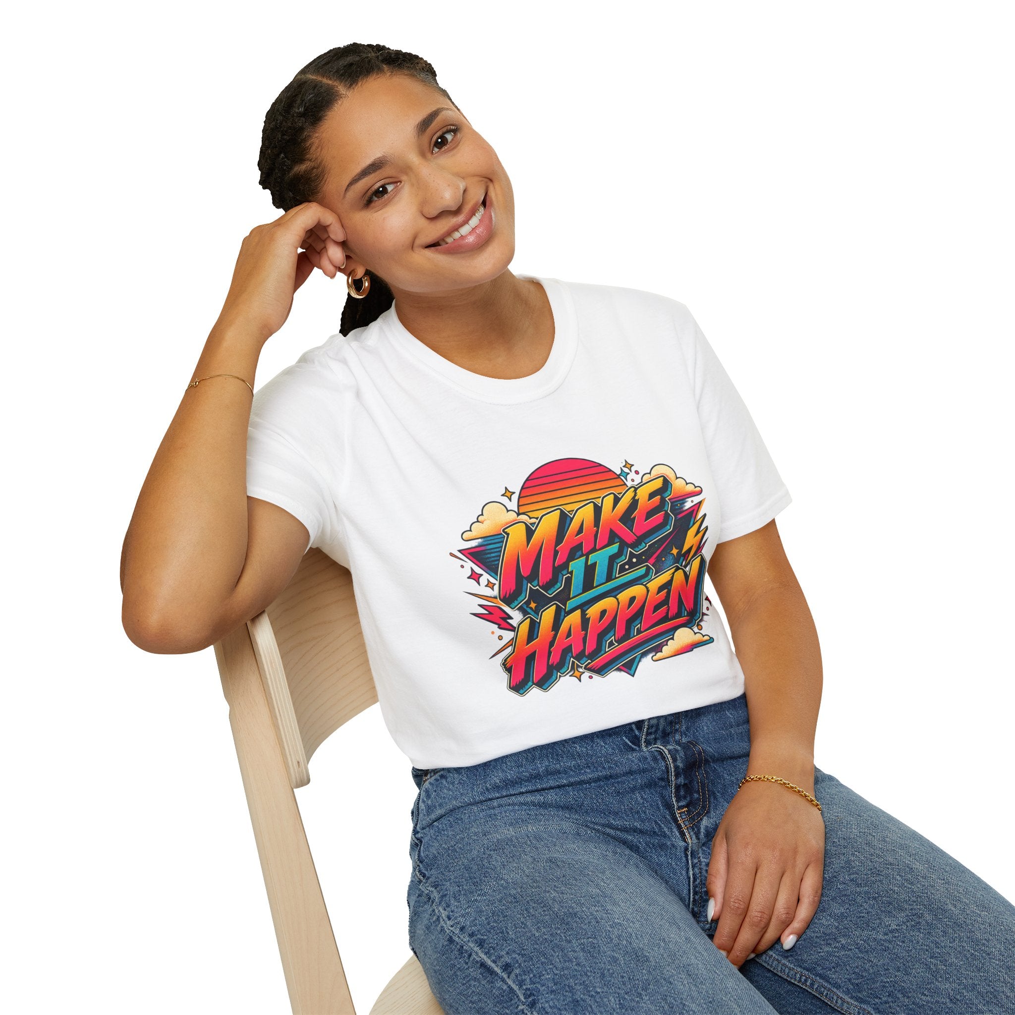 Make It Happen T-Shirt | Retro Sunset Motivational Tee