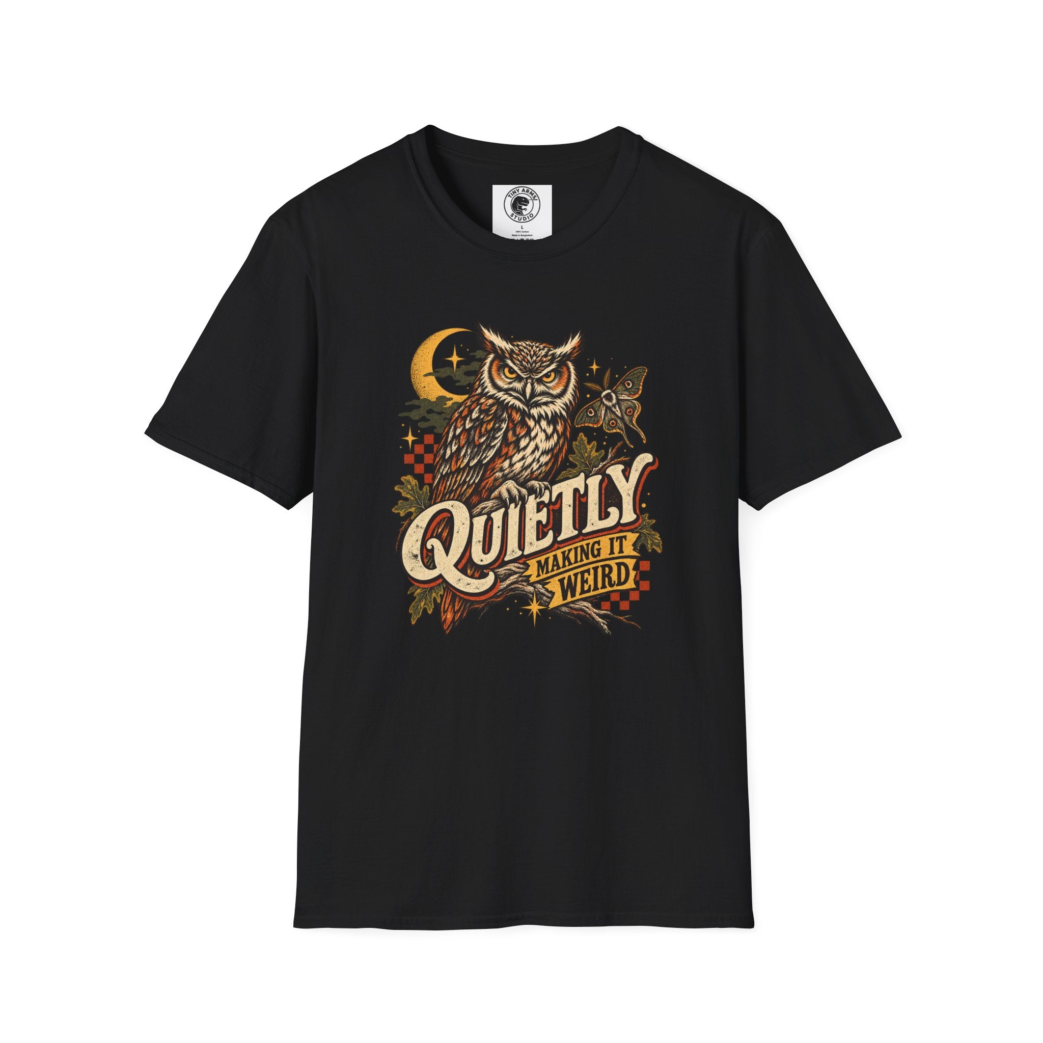Quietly Making It Weird Retro Owl Graphic Tee | Vintage Woodland Shirt