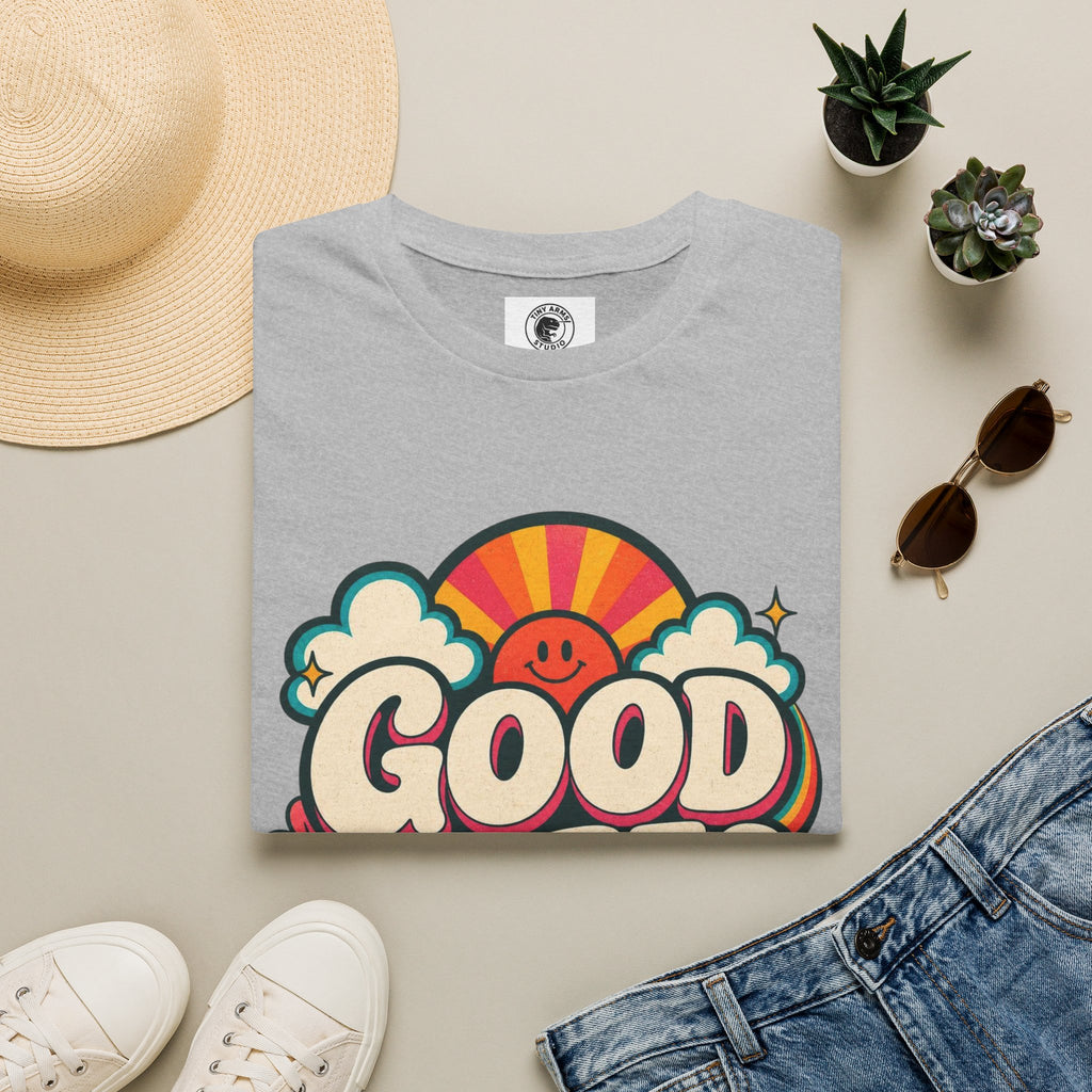 Good Vibes T-Shirt | Retro Rainbow Smiley Tee
