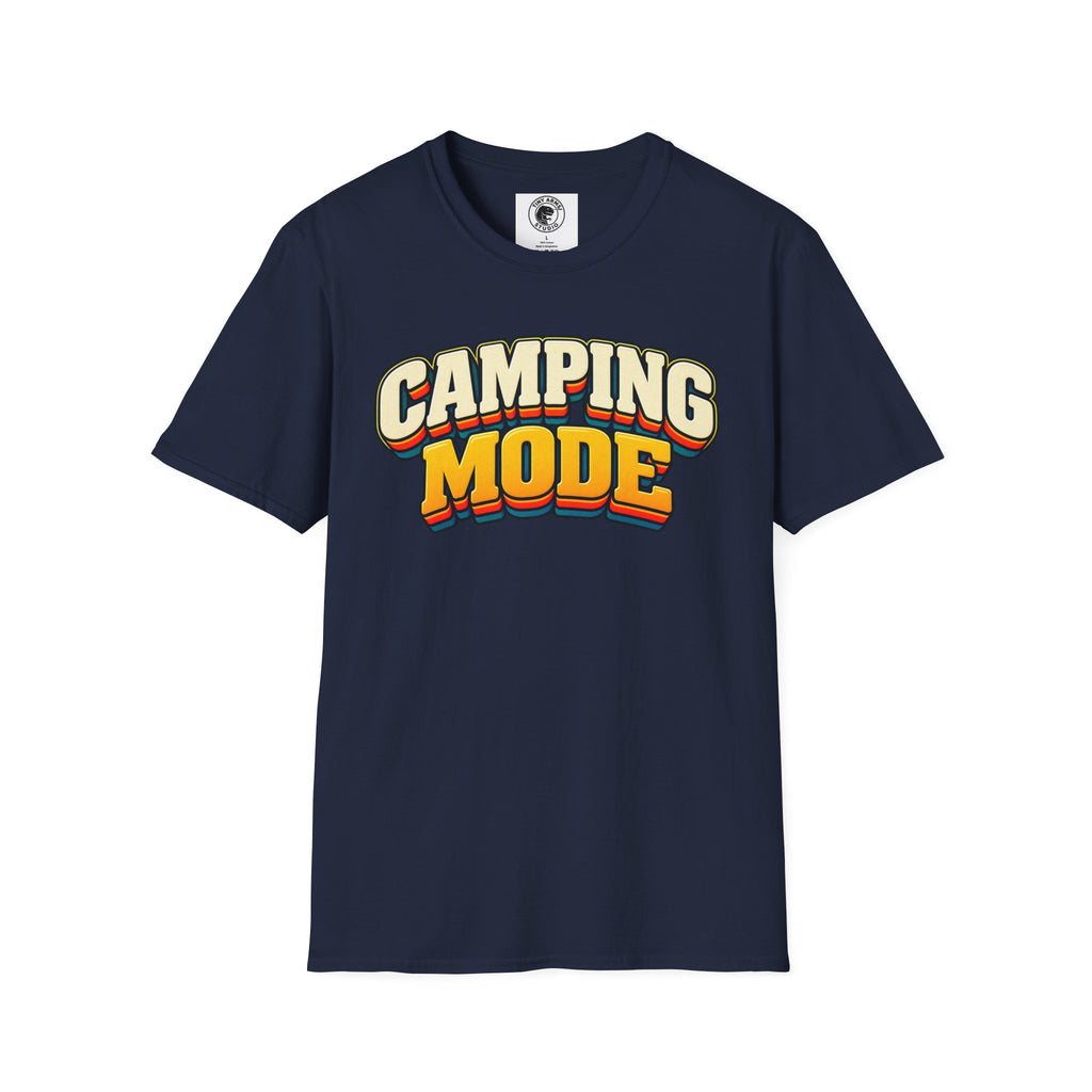 Camping Mode T-Shirt | Retro Layered Text Outdoor Adventure