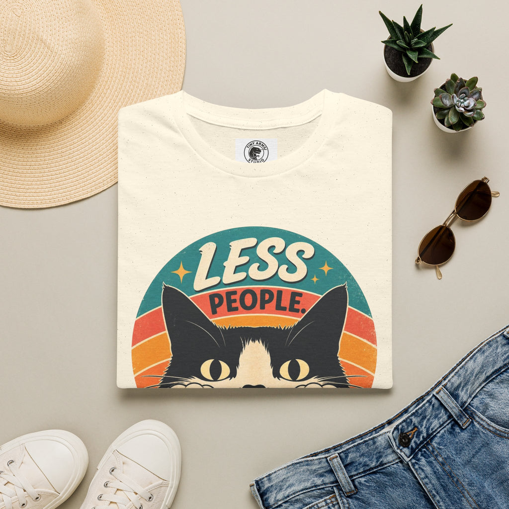 Less People More Cats T-Shirt | Retro Cat Graphic Tee