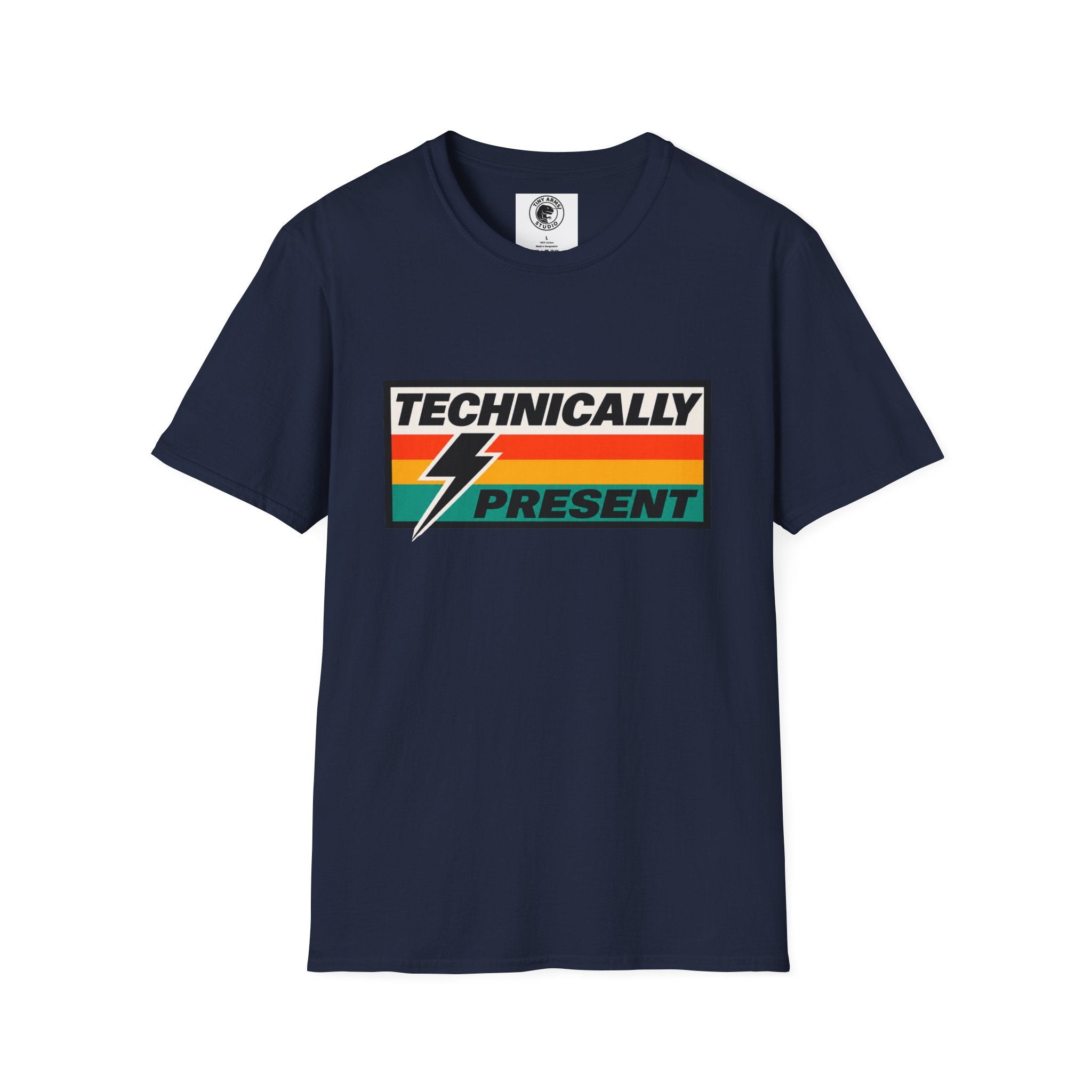 Technically Present T-Shirt | Lightning Retro Stripe Graphic Tee