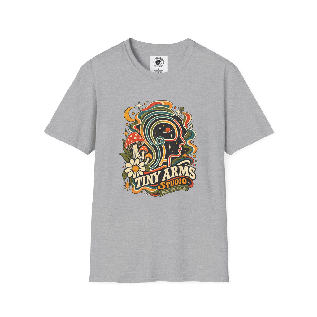 Tiny Arms Studio Made Differently Retro Graphic Tee | Vintage Cosmic Mushroom Shirt