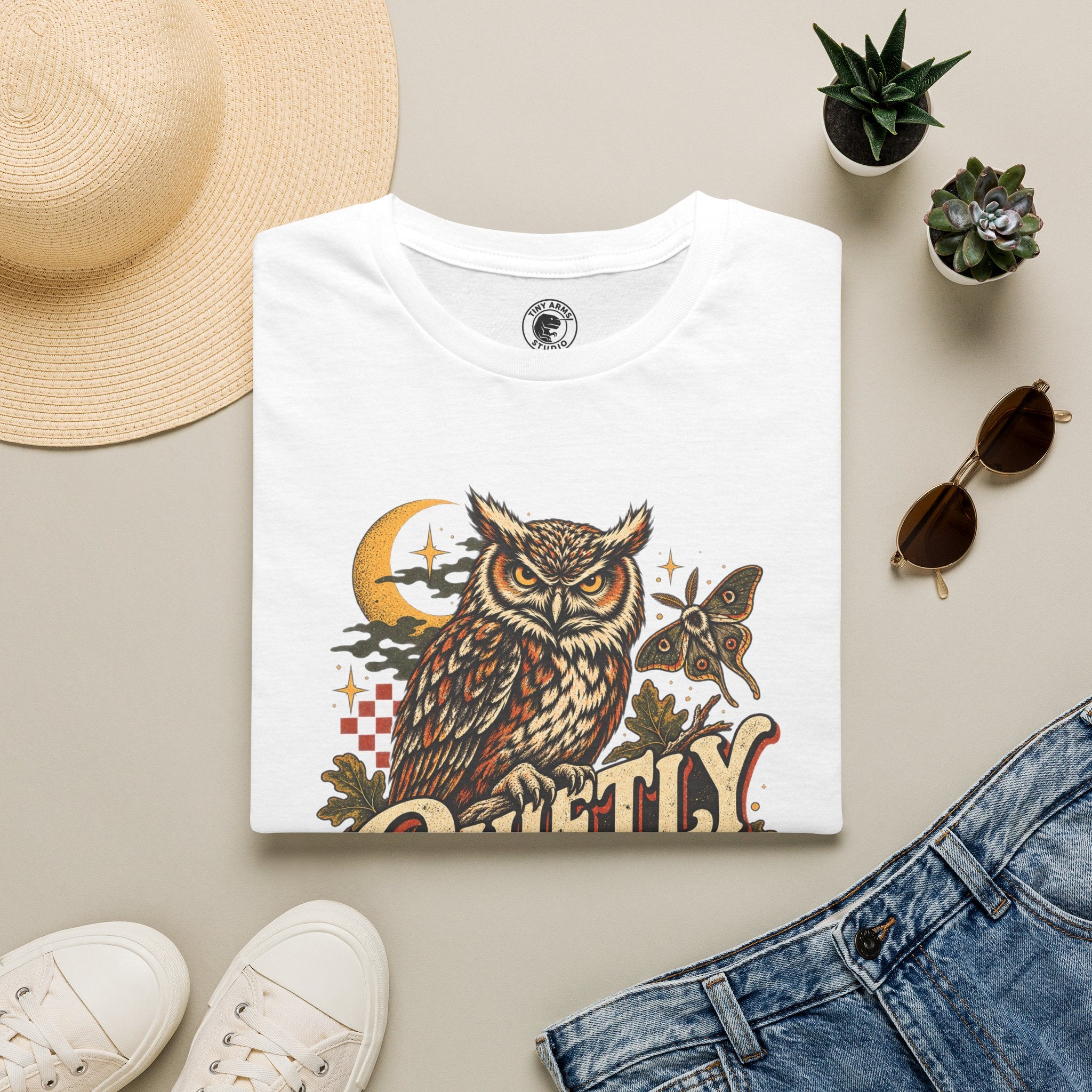 Quietly Making It Weird Retro Owl Graphic Tee | Vintage Woodland Shirt