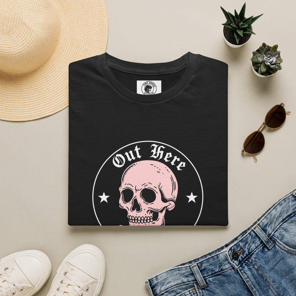 Pink Skull 'Out Here' Graphic Tee | Skull Illustration T-Shirt