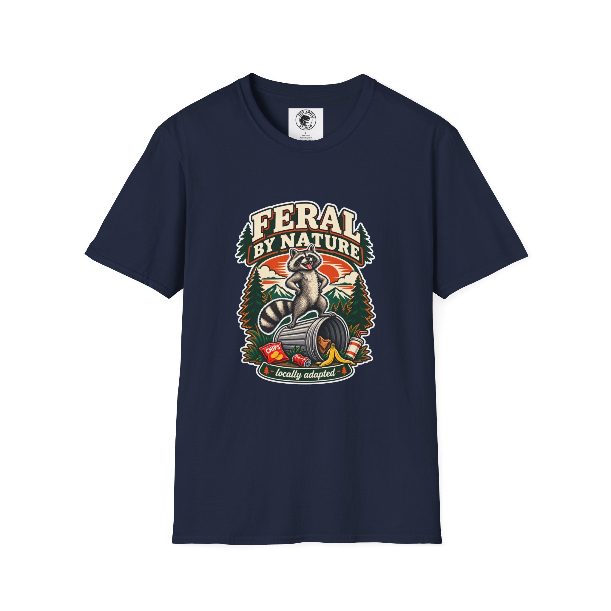 Feral By Nature raccoon graphic T-Shirt | nature outdoors vintage camping