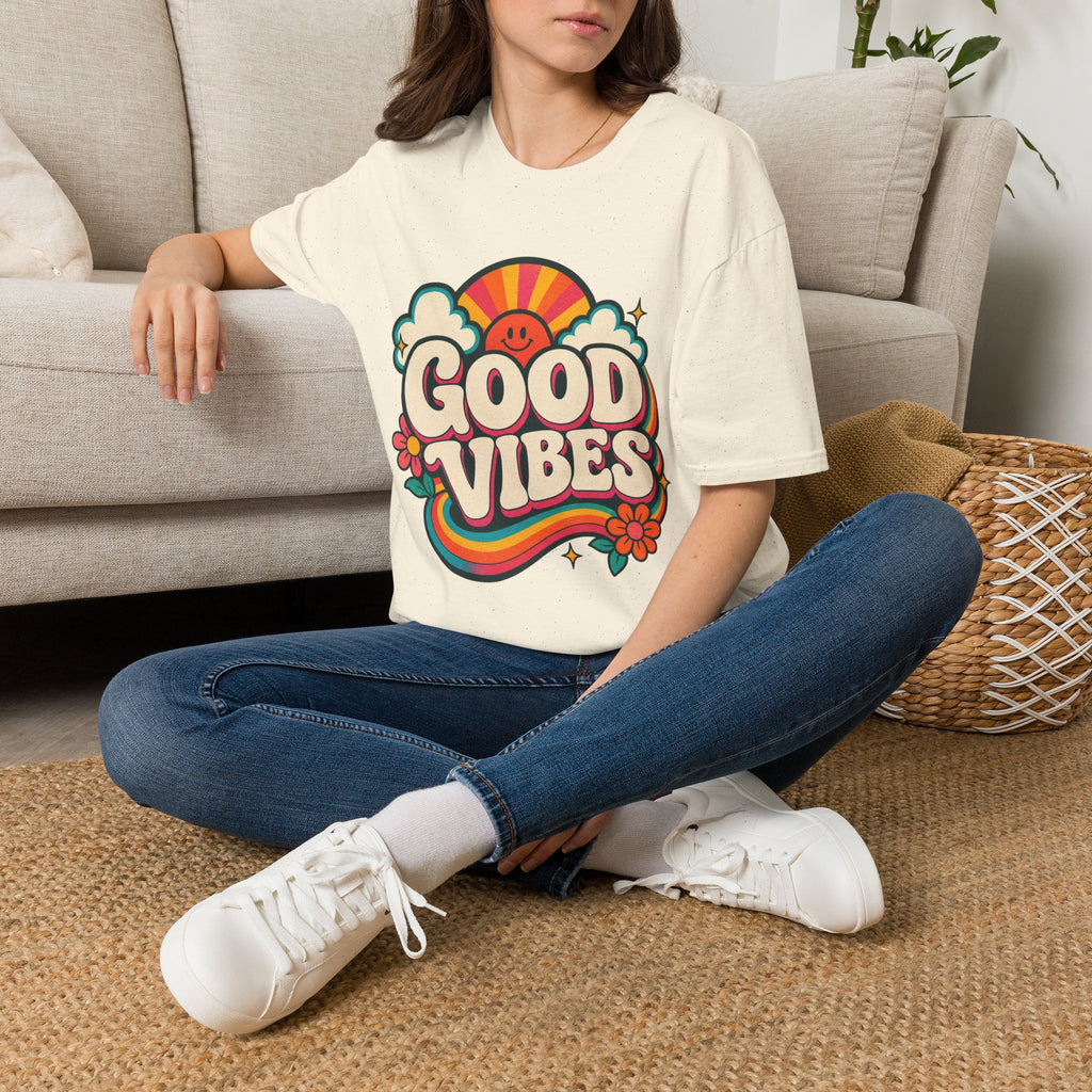 Good Vibes T-Shirt | Retro Rainbow Smiley Tee
