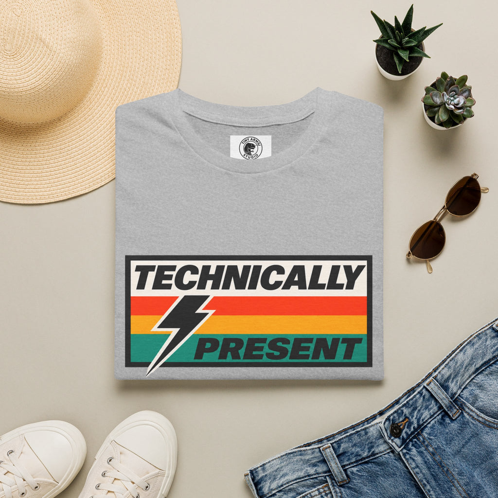 Technically Present T-Shirt | Lightning Retro Stripe Graphic Tee