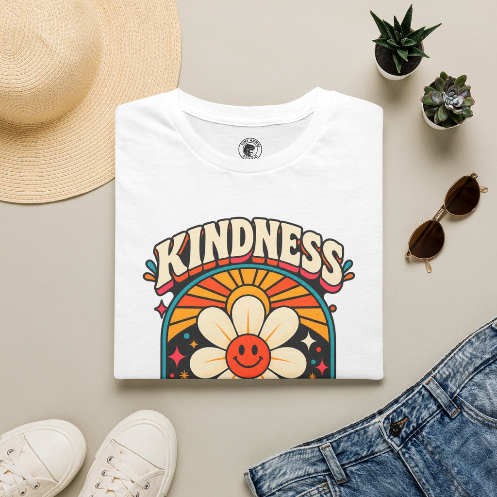 Kindness Matters Flower Smile T-Shirt | Retro Daisy Peace Vibes