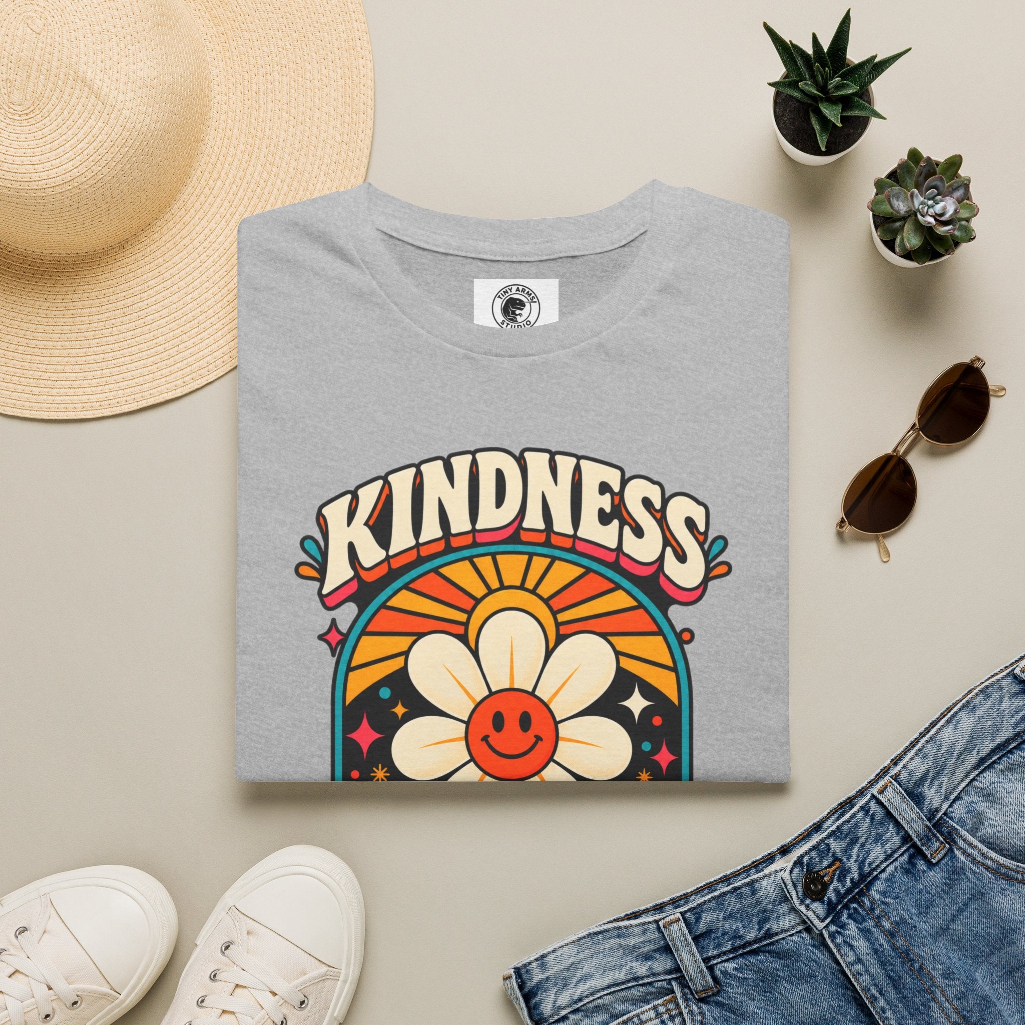 Kindness Matters Flower Smile T-Shirt | Retro Daisy Peace Vibes