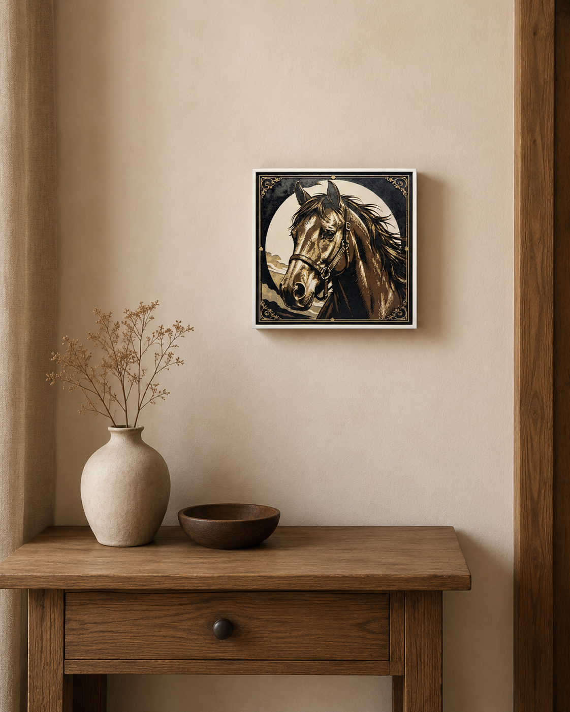 Vintage Horse Portrait Layered Wall Art – 8" Western Equestrian Decor